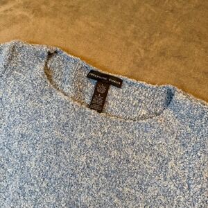 Josephine Chaus Boucle Knit Sweater Womens Large Blue Wool Blend Textured